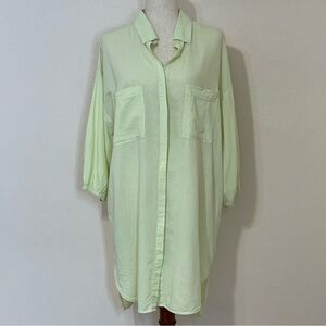YFB Young Fabulous Broke Oversized Linen Blend Shirt Dress Sz Medium HiLo Hem